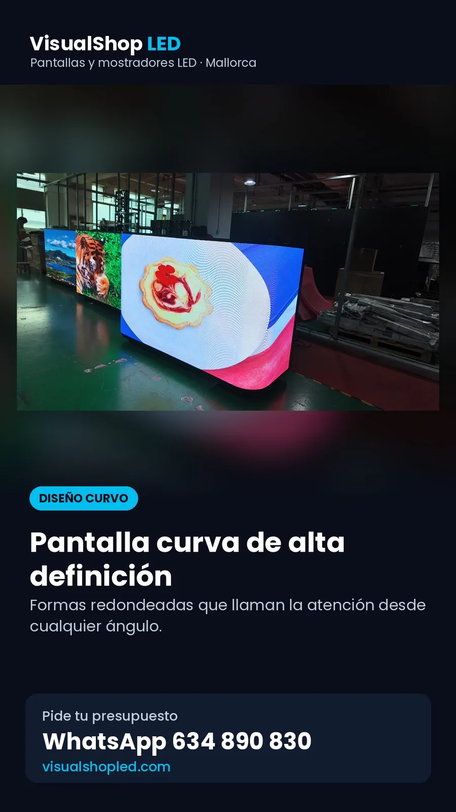 Mostrador LED de diseño curvo encendido en fábrica